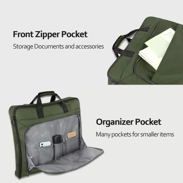 MATEIN Garment Bag for Travel Large Carry on Garment Bags with Strap for Business Waterproof Hanging Suit Luggage Bag for Men Women Wrinkle Free Suitcase Cover for Shirts Dresses Coats BlackGreen