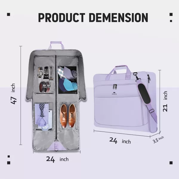 MATEIN Garment Bag for Travel Large Carry on Garment Bags with Strap for Business Waterproof Hanging Suit Luggage Bag for Men Women Wrinkle Free Suitcase Cover for Shirts Dresses Coats BlackPurple