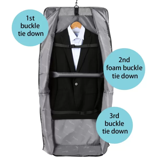 MATEIN Garment Bag for Travel Large Carry on Garment Bags with Strap for Business Waterproof Hanging Suit Luggage Bag for Men Women Wrinkle Free Suitcase Cover for Shirts Dresses Coats BlackGrey