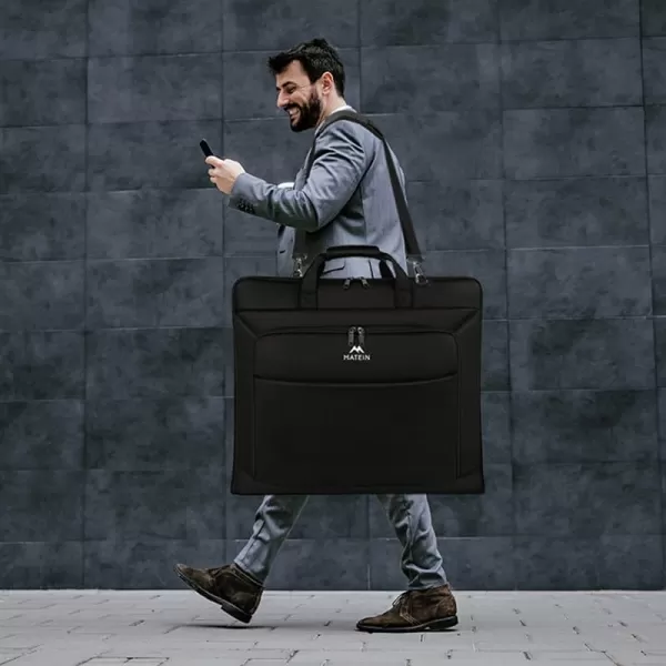 MATEIN Garment Bag for Travel Large Carry on Garment Bags with Strap for Business Waterproof Hanging Suit Luggage Bag for Men Women Wrinkle Free Suitcase Cover for Shirts Dresses Coats BlackBlack