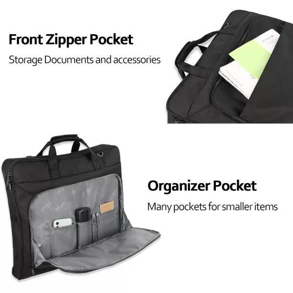 MATEIN Garment Bag for Travel Large Carry on Garment Bags with Strap for Business Waterproof Hanging Suit Luggage Bag for Men Women Wrinkle Free Suitcase Cover for Shirts Dresses Coats BlackBlack