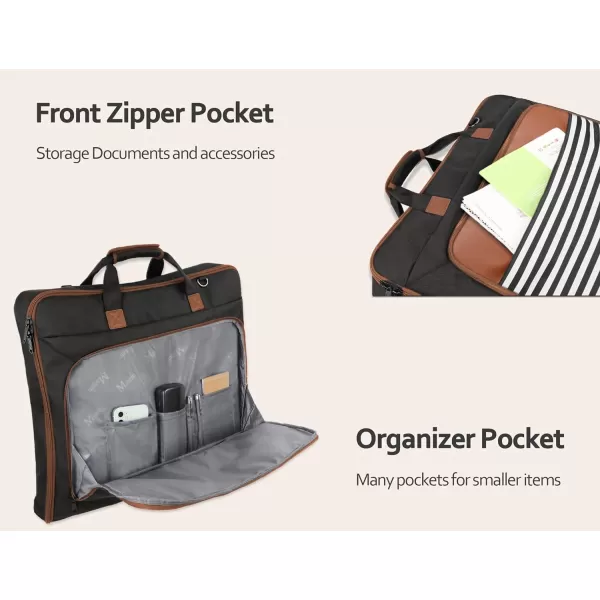 MATEIN Garment Bag for Travel Large Carry on Garment Bags with Strap for Business Waterproof Hanging Suit Luggage Bag for Men Women Wrinkle Free Suitcase Cover for Shirts Dresses Coats BlackBlack Stripe