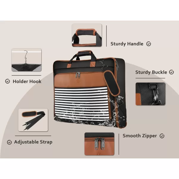 MATEIN Garment Bag for Travel Large Carry on Garment Bags with Strap for Business Waterproof Hanging Suit Luggage Bag for Men Women Wrinkle Free Suitcase Cover for Shirts Dresses Coats BlackBlack Stripe