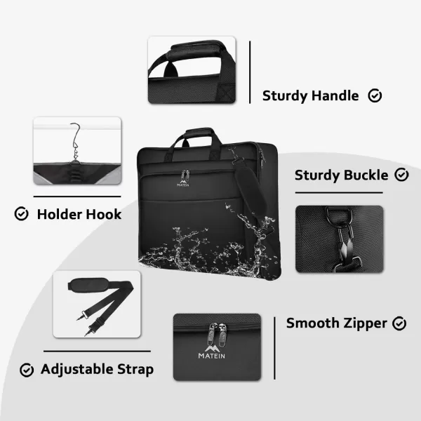 MATEIN Garment Bag for Travel Large Carry on Garment Bags with Strap for Business Waterproof Hanging Suit Luggage Bag for Men Women Wrinkle Free Suitcase Cover for Shirts Dresses Coats BlackBlack