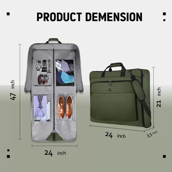 MATEIN Garment Bag for Travel Large Carry on Garment Bags with Strap for Business Waterproof Hanging Suit Luggage Bag for Men Women Wrinkle Free Suitcase Cover for Shirts Dresses Coats BlackGreen