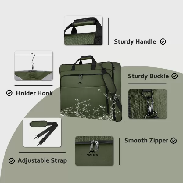 MATEIN Garment Bag for Travel Large Carry on Garment Bags with Strap for Business Waterproof Hanging Suit Luggage Bag for Men Women Wrinkle Free Suitcase Cover for Shirts Dresses Coats BlackGreen