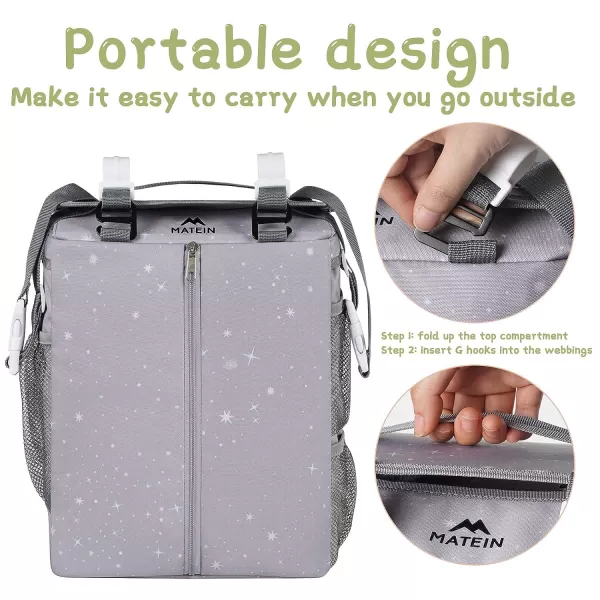 MATEIN Hanging Diaper Caddy Portable Diaper Organizer Stacker Nursery Storage for Changing Table Crib Playard or Baby Bed Stroller  Gifts for New Mom after BirthGrey