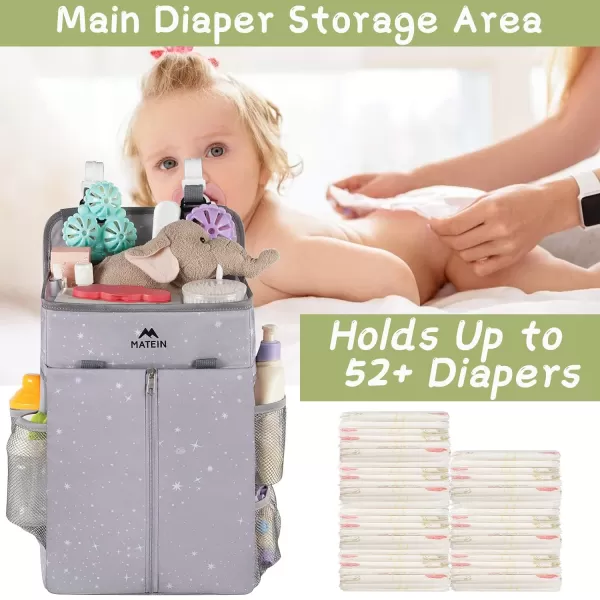 MATEIN Hanging Diaper Caddy Portable Diaper Organizer Stacker Nursery Storage for Changing Table Crib Playard or Baby Bed Stroller  Gifts for New Mom after BirthGrey