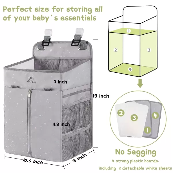 MATEIN Hanging Diaper Caddy Portable Diaper Organizer Stacker Nursery Storage for Changing Table Crib Playard or Baby Bed Stroller  Gifts for New Mom after BirthGrey