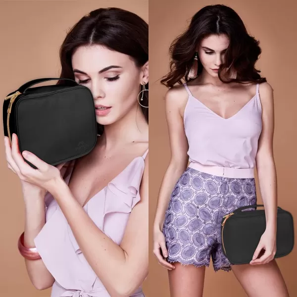 MATEIN Jewelry Travel Organizer Tangle Free Necklace Storage Bag for Women Hanging Travel Case with Handle for Jewelry Accessories Faux Leather Clutch Bag for Earrings Rings Bracelets BlackLuxury black