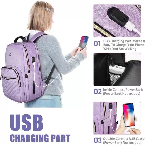 MATEIN Laptop Backpack for Women Anti Theft 156 inch College School Bookbag for Girls with USB Charging Port Water Resistant Stylish Travel Computer Work Backpack with RFID Pocket for Nurse Purple17inch Purple