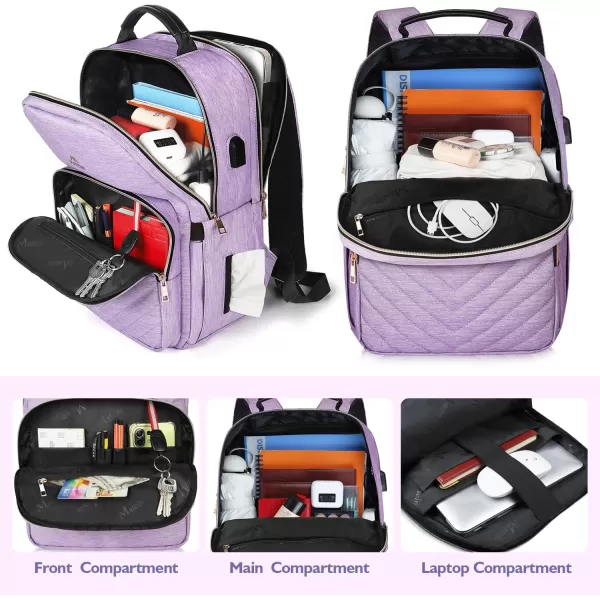 MATEIN Laptop Backpack for Women Anti Theft 156 inch College School Bookbag for Girls with USB Charging Port Water Resistant Stylish Travel Computer Work Backpack with RFID Pocket for Nurse Purple17inch Purple