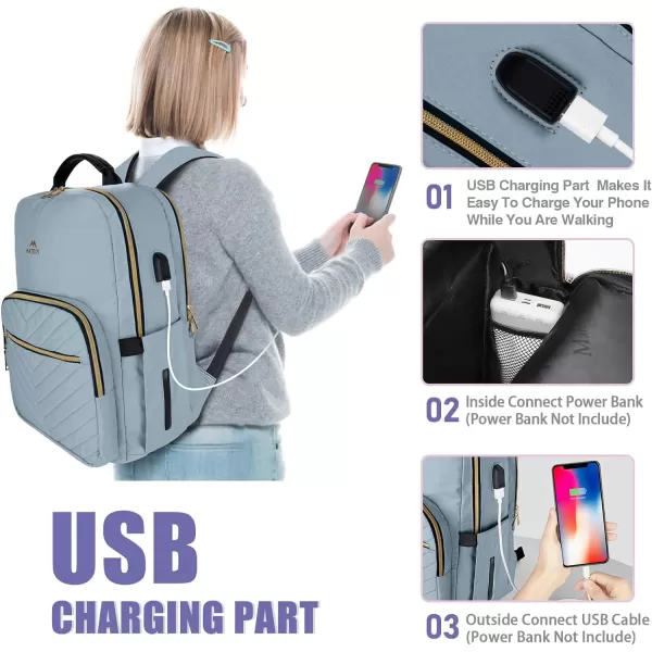 MATEIN Laptop Backpack for Women Anti Theft 156 inch College School Bookbag for Girls with USB Charging Port Water Resistant Stylish Travel Computer Work Backpack with RFID Pocket for Nurse Purple156inch Blue