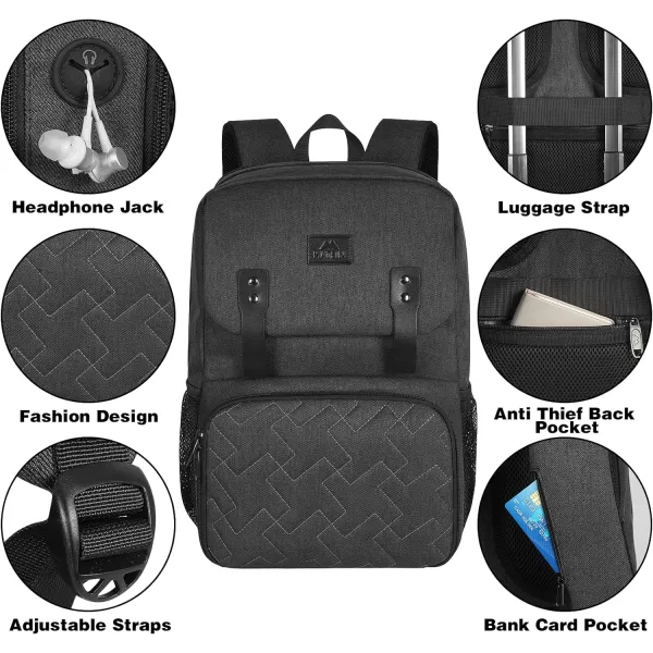 MATEIN Lunch Bags for Women Cooler Lunchbox Insulated Work Backpack with USB Charging Port Water Resistant Travel Computer Bag College Daypack Fits 156 Inch Laptop Friendship Gift for Women GreyBlack