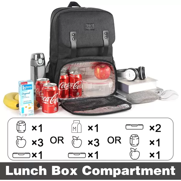 MATEIN Lunch Bags for Women Cooler Lunchbox Insulated Work Backpack with USB Charging Port Water Resistant Travel Computer Bag College Daypack Fits 156 Inch Laptop Friendship Gift for Women GreyBlack