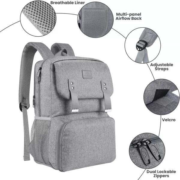 MATEIN Lunch Bags for Women Cooler Lunchbox Insulated Work Backpack with USB Charging Port Water Resistant Travel Computer Bag College Daypack Fits 156 Inch Laptop Friendship Gift for Women GreyGrey