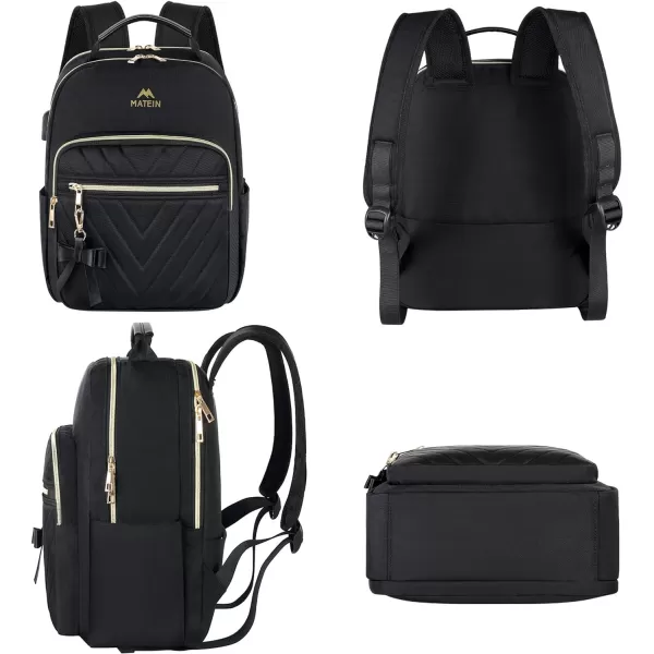 MATEIN Mini Backpack for Women Waterproof Stylish Daypack Purse Shoulder Bag with USB Charging Port Lightweight Small Casual Daily Travel Ladies Gift for Work College 2pcs Sets BlackSmall Black