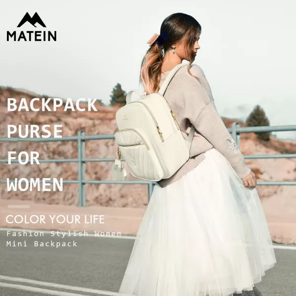 MATEIN Mini Backpack for Women Waterproof Stylish Daypack Purse Shoulder Bag with USB Charging Port Lightweight Small Casual Daily Travel Ladies Gift for Work College 2pcs Sets BlackSmall Beige