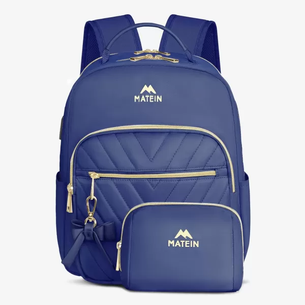 MATEIN Mini Backpack for Women Waterproof Stylish Daypack Purse Shoulder Bag with USB Charging Port Lightweight Small Casual Daily Travel Ladies Gift for Work College 2pcs Sets BlackSmall Blue