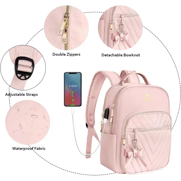 MATEIN Mini Backpack for Women Waterproof Stylish Daypack Purse Shoulder Bag with USB Charging Port Lightweight Small Casual Daily Travel Ladies Gift for Work College 2pcs Sets BlackSmall Pink