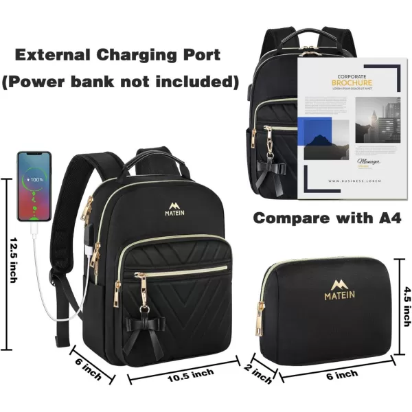 MATEIN Mini Backpack for Women Waterproof Stylish Daypack Purse Shoulder Bag with USB Charging Port Lightweight Small Casual Daily Travel Ladies Gift for Work College 2pcs Sets BlackSmall Black