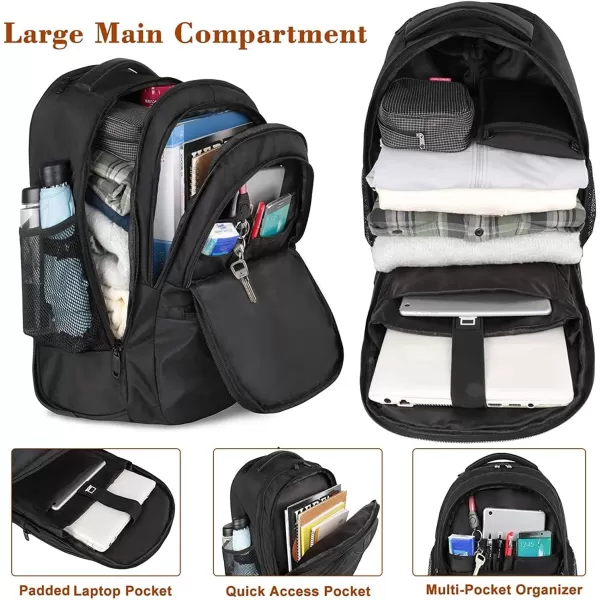 MATEIN Rolling Travel Backpack Durable 17 inch Laptop Backpack with Wheels for Women Men 40L Large Wheeled Backpack Carry on Luggage Water Resistant Roller Computer Bag for Nurse Teacher Work BlackBlack