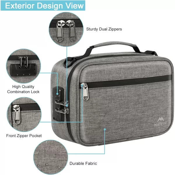 MATEIN Smell Proof Bag Odor Proof Bags Stash Box Container with Combination Lock Travel Storage Case with Detachable Shoulder Strap Scent Proof Bag Gifts for Men amp WomenGrey