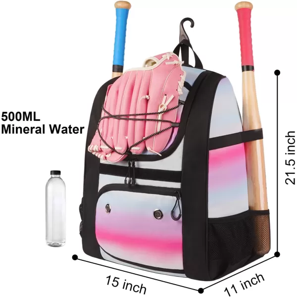 MATEIN Softball Bag Lightweight Baseball Bat Backpack with Shoe Compartment Baseball Bag with Fence Hook for TBall Bat amp Equipment Softball Gift Catchers Bags for Women Fit Batting Glove HelmetPink  Large