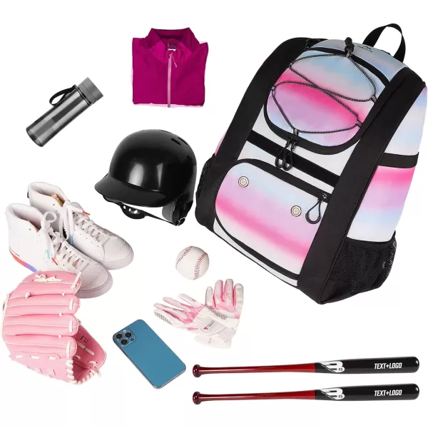 MATEIN Softball Bag Lightweight Baseball Bat Backpack with Shoe Compartment Baseball Bag with Fence Hook for TBall Bat amp Equipment Softball Gift Catchers Bags for Women Fit Batting Glove HelmetPink