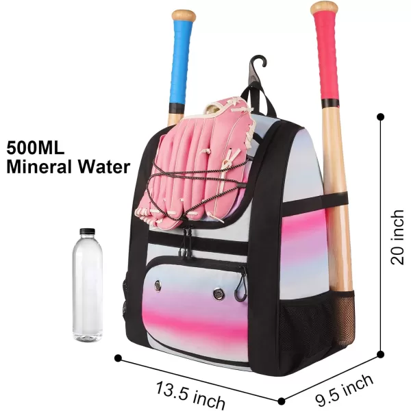 MATEIN Softball Bag Lightweight Baseball Bat Backpack with Shoe Compartment Baseball Bag with Fence Hook for TBall Bat amp Equipment Softball Gift Catchers Bags for Women Fit Batting Glove HelmetPink