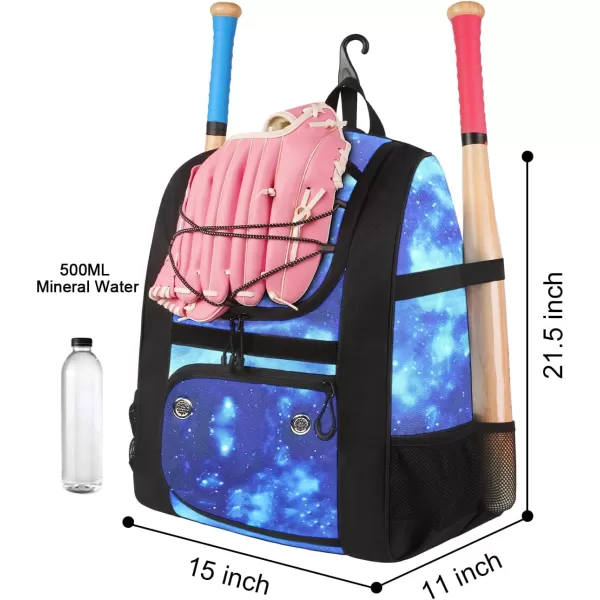 MATEIN Softball Bag Lightweight Baseball Bat Backpack with Shoe Compartment Baseball Bag with Fence Hook for TBall Bat amp Equipment Softball Gift Catchers Bags for Women Fit Batting Glove HelmetGalaxy Blue  Large