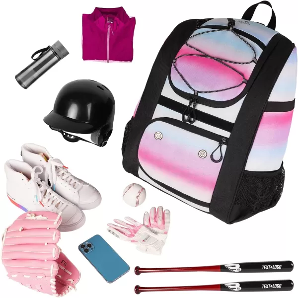 MATEIN Softball Bag Lightweight Baseball Bat Backpack with Shoe Compartment Baseball Bag with Fence Hook for TBall Bat amp Equipment Softball Gift Catchers Bags for Women Fit Batting Glove HelmetPink  Large