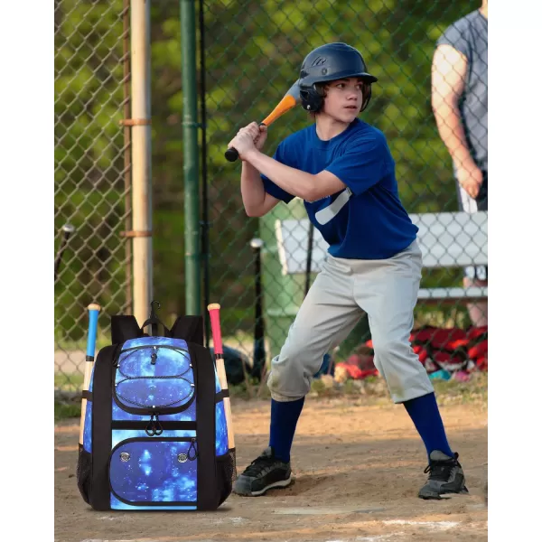 MATEIN Softball Bag Lightweight Baseball Bat Backpack with Shoe Compartment Baseball Bag with Fence Hook for TBall Bat amp Equipment Softball Gift Catchers Bags for Women Fit Batting Glove HelmetGalaxy Blue  Large