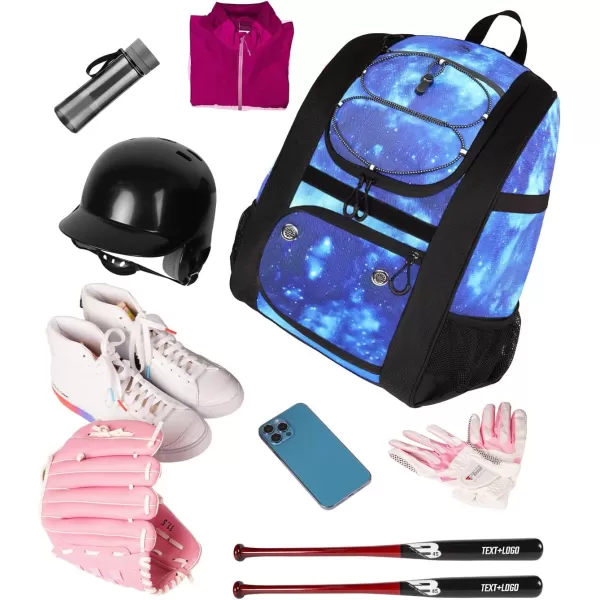 MATEIN Softball Bag Lightweight Baseball Bat Backpack with Shoe Compartment Baseball Bag with Fence Hook for TBall Bat amp Equipment Softball Gift Catchers Bags for Women Fit Batting Glove HelmetGalaxy Blue  Large