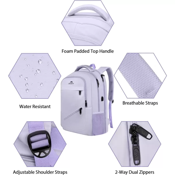 MATEIN Travel Laptop Backpack 17 inch Business Flight Approved Carry On Backpack TSA Large Travel Backpack for Women Men with USB Charger Port and Luggage Sleeve Durable College Rucksack Grey17 Inch Purple
