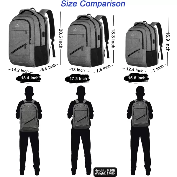 MATEIN Travel Laptop Backpack 17 inch Business Flight Approved Carry On Backpack TSA Large Travel Backpack for Women Men with USB Charger Port and Luggage Sleeve Durable College Rucksack Grey184 Inch Grey