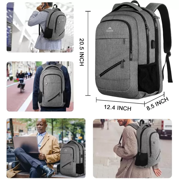 MATEIN Travel Laptop Backpack 17 inch Business Flight Approved Carry On Backpack TSA Large Travel Backpack for Women Men with USB Charger Port and Luggage Sleeve Durable College Rucksack Grey184 Inch Grey
