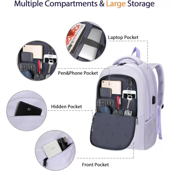 MATEIN Travel Laptop Backpack 17 inch Business Flight Approved Carry On Backpack TSA Large Travel Backpack for Women Men with USB Charger Port and Luggage Sleeve Durable College Rucksack Grey17 Inch Purple