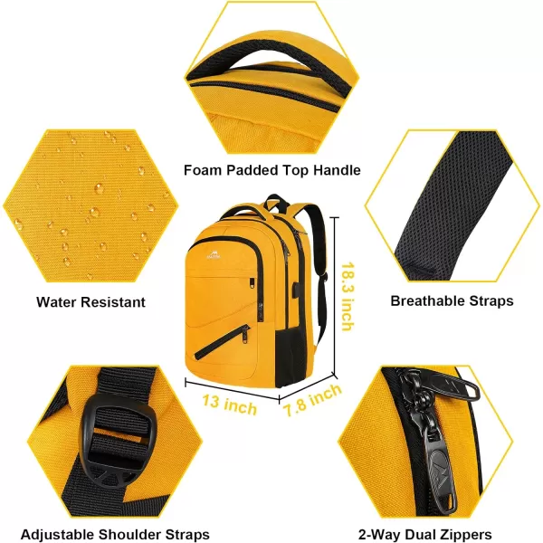 MATEIN Travel Laptop Backpack 17 inch Business Flight Approved Carry On Backpack TSA Large Travel Backpack for Women Men with USB Charger Port and Luggage Sleeve Durable College Rucksack Grey17 Inch Yellow