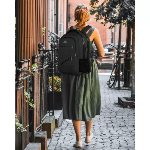 MATEIN Travel Laptop Backpack 17 inch Business Flight Approved Carry On Backpack TSA Large Travel Backpack for Women Men with USB Charger Port and Luggage Sleeve Durable College Rucksack Grey156 Inch Black