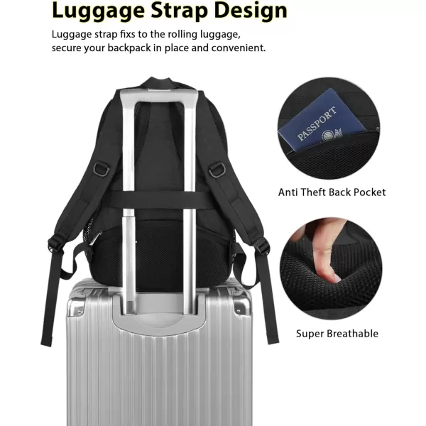 MATEIN Travel Laptop Backpack 17 inch Business Flight Approved Carry On Backpack TSA Large Travel Backpack for Women Men with USB Charger Port and Luggage Sleeve Durable College Rucksack Grey184 Inch Black