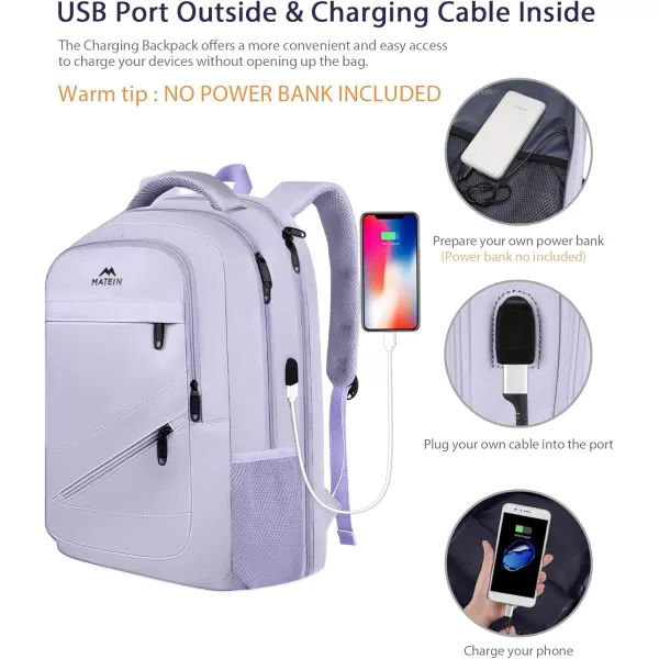 MATEIN Travel Laptop Backpack 17 inch Business Flight Approved Carry On Backpack TSA Large Travel Backpack for Women Men with USB Charger Port and Luggage Sleeve Durable College Rucksack Grey17 Inch Purple