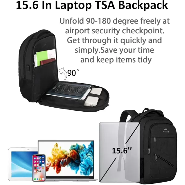 MATEIN Travel Laptop Backpack 17 inch Business Flight Approved Carry On Backpack TSA Large Travel Backpack for Women Men with USB Charger Port and Luggage Sleeve Durable College Rucksack Grey156 Inch Black