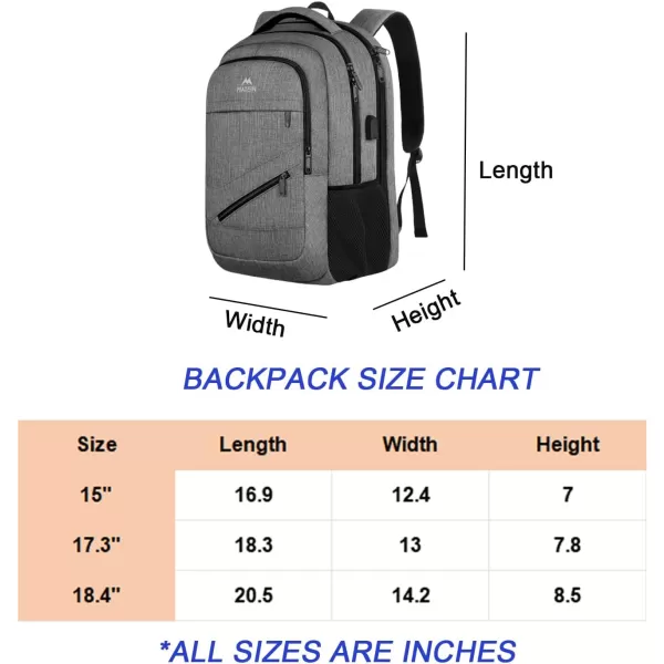MATEIN Travel Laptop Backpack 17 inch Business Flight Approved Carry On Backpack TSA Large Travel Backpack for Women Men with USB Charger Port and Luggage Sleeve Durable College Rucksack Grey184 Inch Grey