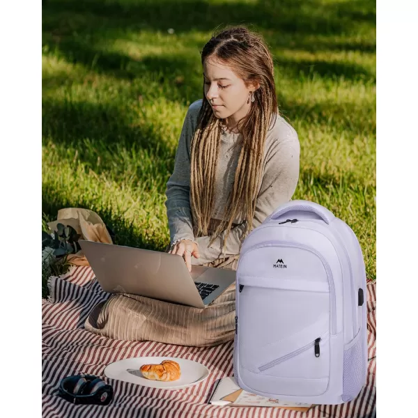 MATEIN Travel Laptop Backpack 17 inch Business Flight Approved Carry On Backpack TSA Large Travel Backpack for Women Men with USB Charger Port and Luggage Sleeve Durable College Rucksack Grey17 Inch Purple