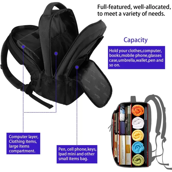 Matein Travel Laptop Backpack Business Anti Theft Slim Durable Laptops Backpack with USB Charging Port Water Resistant College School Computer Bag Gifts for Men amp Women Fits 156 Inch Notebook Grey18 Inch Deep Black