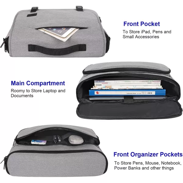 Messenger Bag for Men Women Briefcases Lightweight Mens Laptop 156 inch Water Resistant Crossbody College Satchel Bags Computer Work Office with Shoulder Strap Mens Gift Ideas BlackGrey