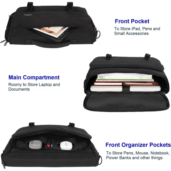 Messenger Bag for Men Women Briefcases Lightweight Mens Laptop 156 inch Water Resistant Crossbody College Satchel Bags Computer Work Office with Shoulder Strap Mens Gift Ideas BlackBlack173inch