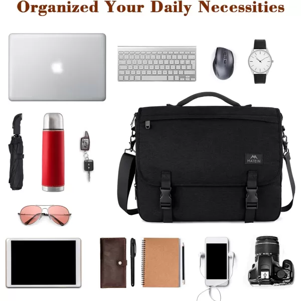 Messenger Bag for Men Women Briefcases Lightweight Mens Laptop 156 inch Water Resistant Crossbody College Satchel Bags Computer Work Office with Shoulder Strap Mens Gift Ideas BlackBlack173inch