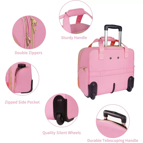 Rolling Briefcase for Women Large Rolling Laptop Bag with Wheels Fits 173 Inch Notebook Gifts for Office Women Water Resistance Teacher Work Computer Travel Carry on Weekender Bags on Wheel PinkPink